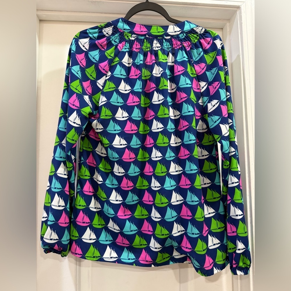 Macbeth Collection by Margaret Josephs Sailboat Nautical Blouse Size Small - Picture 2 of 12